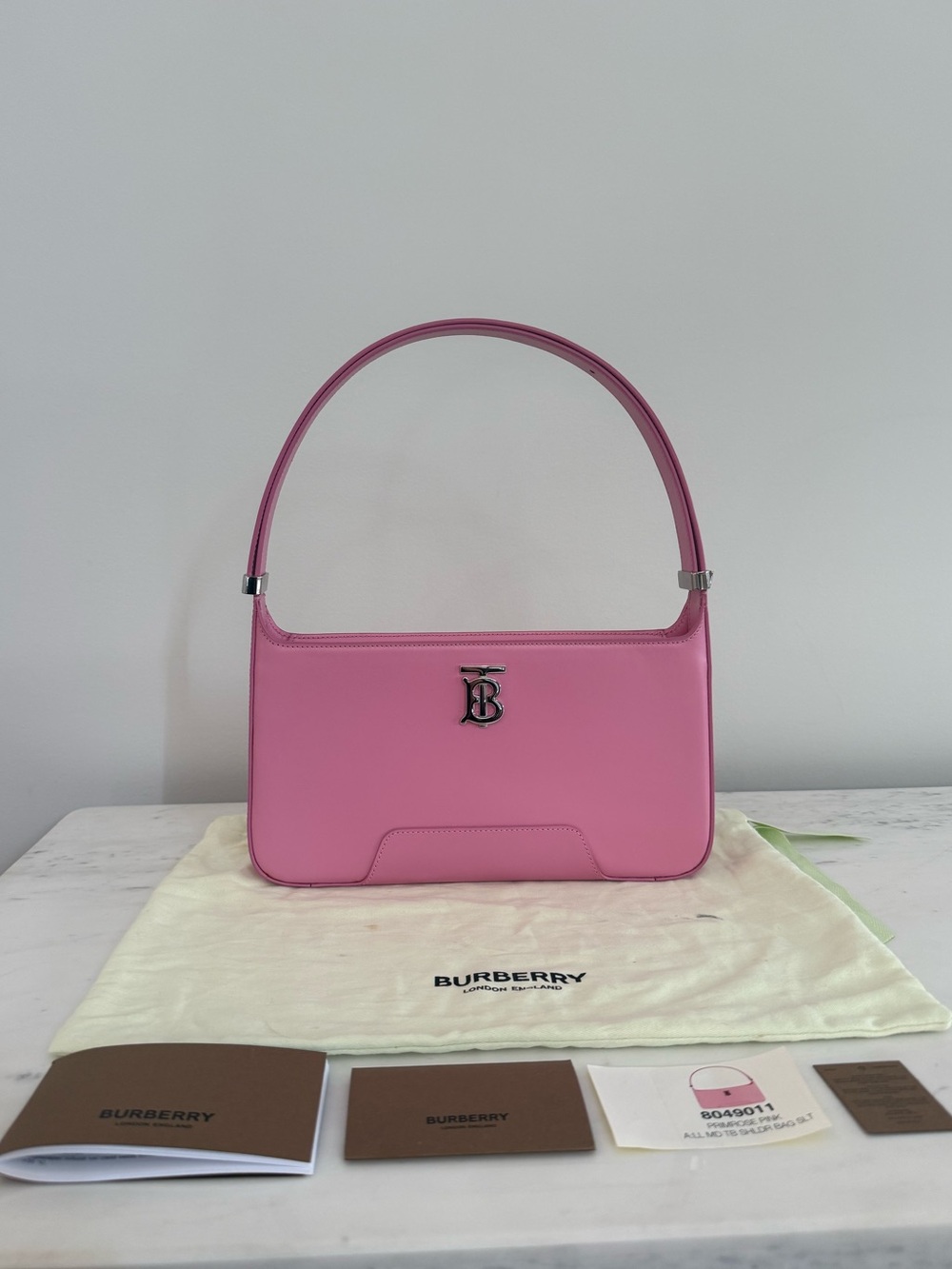 Burberry Medium TB Shoulder Bag- Primrose Pink with Silver Hardware